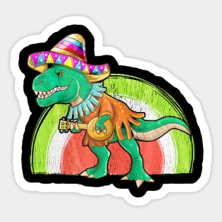 Cinco De Mayo Dinosaur Playing Guitar Sticker